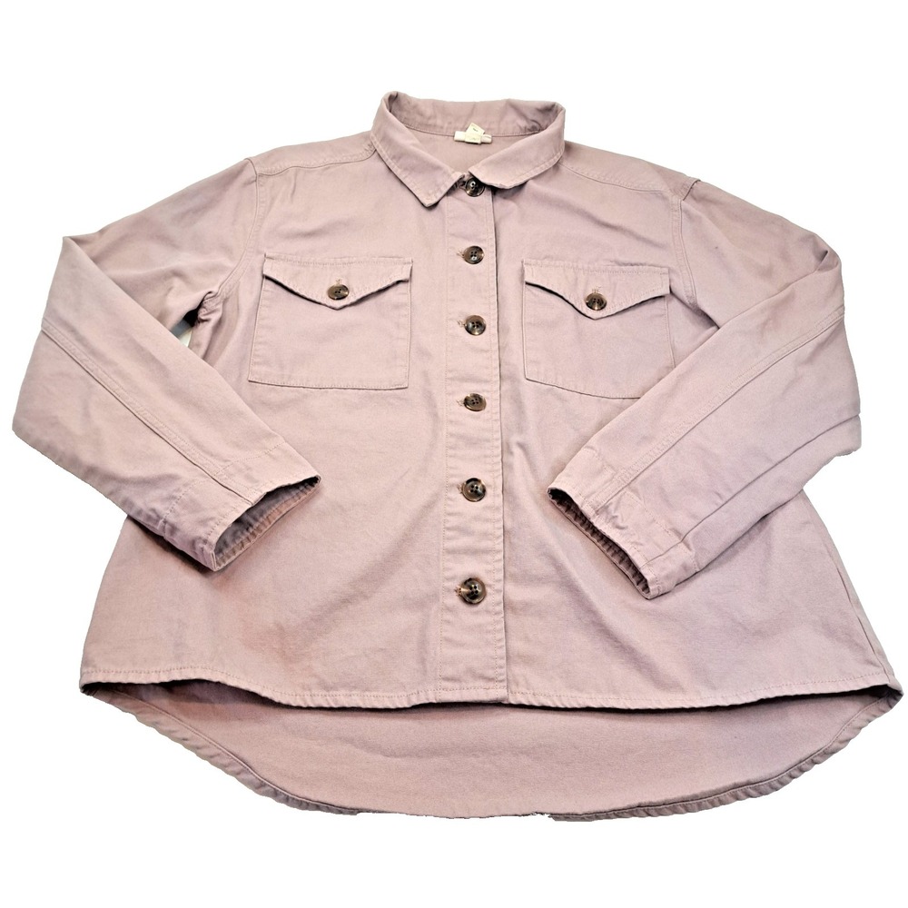 Shirt Jacket Women's Large Soft Pink / Mauve‎ 100% Cotton a.n.a. Preppy Retro